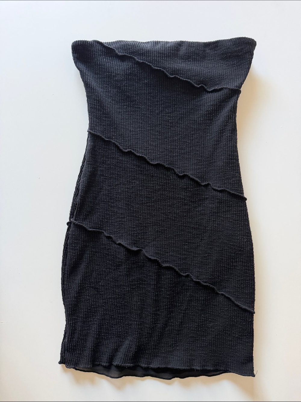 Princess Polly Strapless Black Ribbed Bodycon Mini Dress